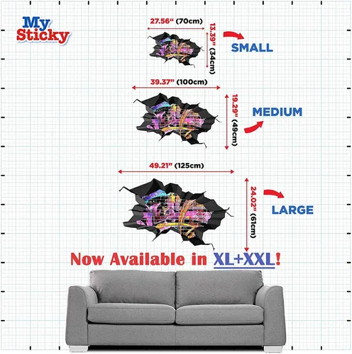 Vista 5 de Calcomanía de pared con nombre personalizado, graffiti 3D Arte personalizado vinilo decorativo adhesivo Removible Despegar y pegar Borde
