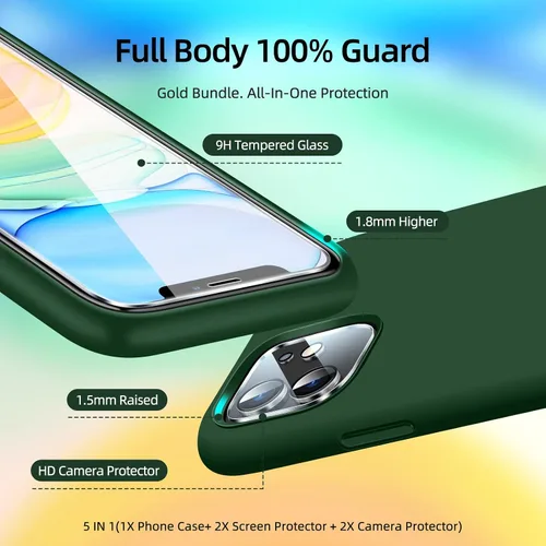 Vista 2 de Funda de silicona para iPhone 11 con protector de pantalla, funda de silicona para iPhone 11 i Phone 11 funda para, delgada funda protectora