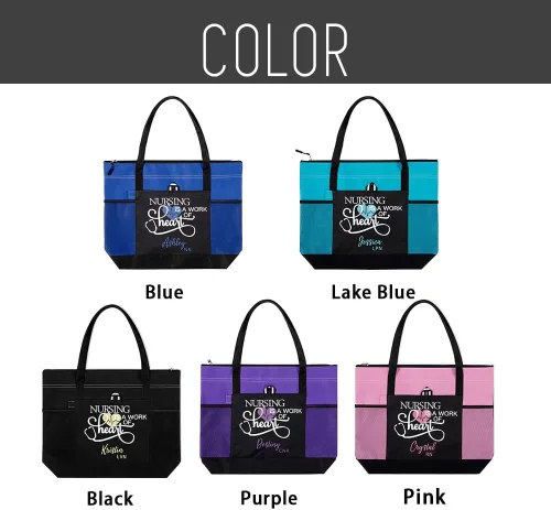 Vista 2 de callie Personalized Tote Bag with Zipper Large Capacity Apple Pattern Canvas Bag
