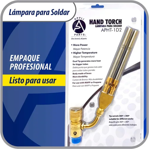 Vista 6 de Appli Parts APHT-1D2 Antorcha de Mano de Doble Quemador para Soldadura y Soldadura Fuerte con Combustible MAP o Propano Punta Giratoria para Uso