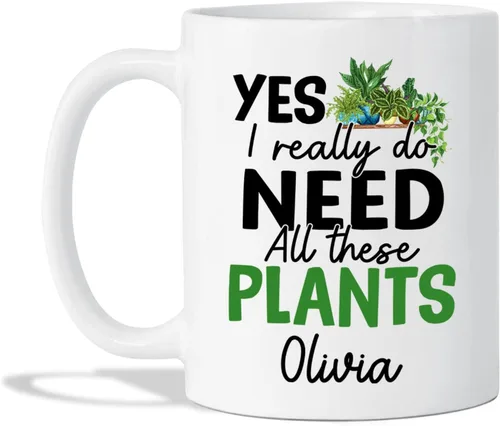 Vista 8 de Regalos personalizados para jardineros, taza de jardín con la frase "All I Need Is This Plant", taza de café para jardineros, taza para amantes