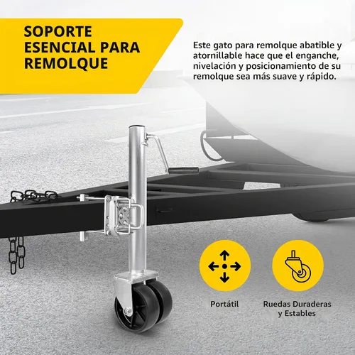 Vista 6 de MaxxHaul 70149 Gato hidráulico para remolques con elevador suspenso de 11-1/2" con ruedas dobles, 1500 lb Capacidad