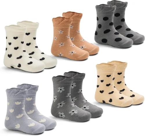 Vista 6 de Calcetines de algodón para bebés y niños pequeños, calcetines antideslizantes para niños, paquete de 6