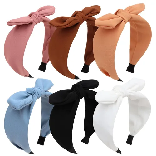 Vista 18 de Jaciya Paquete de 6 diademas de plátano con lazo, diademas blancas de verano con lazo anudado para mujer, accesorios para el cabello de fiesta