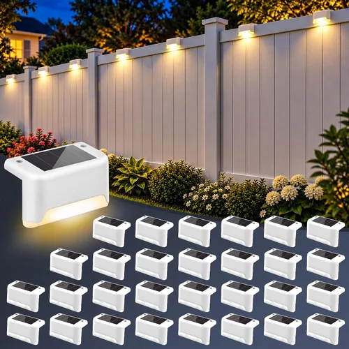 Vista 7 de SOLPEX Paquete de 24 luces solares de cubierta para exteriores Blanco cálido