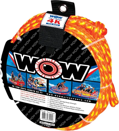 Vista 5 de AirHead G-Force 3 Tubo remolcable para 1-3, rojo y Wow World of Watersports 4k 60 pies cuerda de remolque con boya de espuma flotante 1, 2, 3 o 4