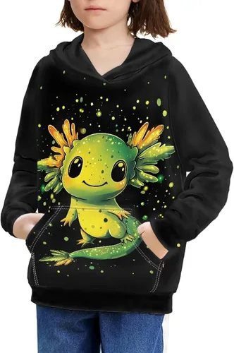 Vista 45 de Ystardream - Sudaderas para niñas adolescentes con bolsillo, sudaderas de manga larga para niños 0 Lindo Axolotl Rosa