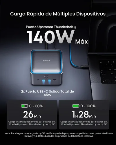 Vista 3 de Anker Estación de acoplamiento Prime TB5, base Thunderbolt 5 14 en 1