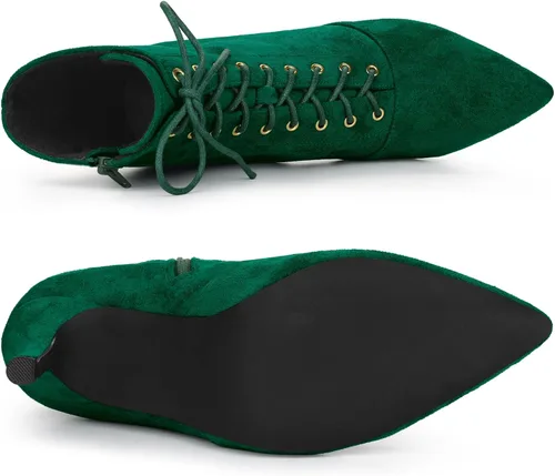 Vista 5 de Allegra K Botines de tacón de aguja con cordones y cremallera lateral para mujer