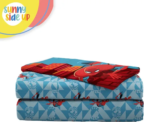 Vista 4 de Juego de sábanas para niños Sunny Side Up incluye sábanas y funda de almohada - 100% ropa de cama de microfibra y decoración para la habitación Azul