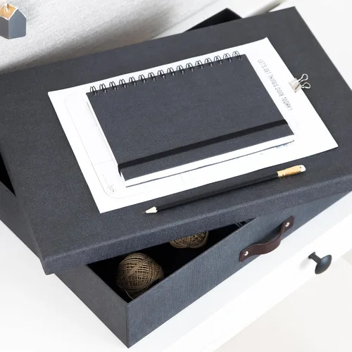 Vista 4 de Bigso Sverker Caja de almacenamiento de fibra legal/artística – Caja de almacenamiento para álbumes de recortes para papeles, fotos y más – Cajas