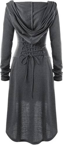 Vista 5 de HRSTUYL Vestidos de capa negra para mujer vestido de bruja 2022 capa gótica con capucha capa con capucha vampiro