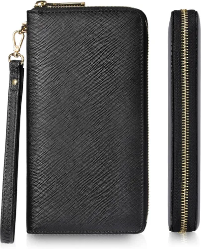 Vista 8 de Chelmon - Monedero para mujer de cuero genuino con bloqueo de señal RFID, para tarjetas de crédito