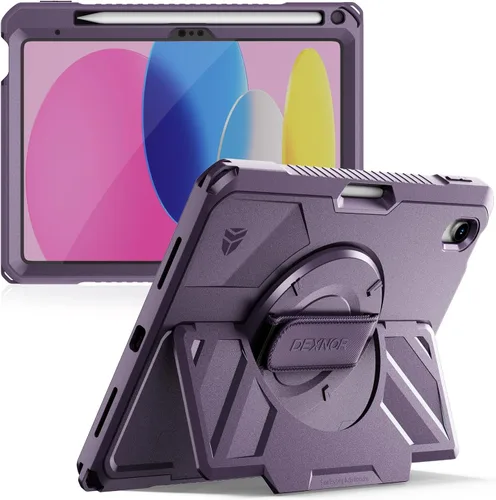 Vista 9 de Dexnor Funda para iPad mini 7 (A17 Pro) 2024/mini 6 2021 de 8.3 pulgadas, funda protectora resistente con correa de mano giratoria de 360° y soporte