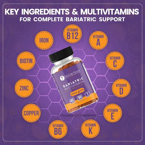 Vista 5 de Procare Health Multivitamínico bariátrico con hierro de 45 mg fácil de tragar, 30 comprimidos, vitaminas bariátricas postoperatorias para píldoras