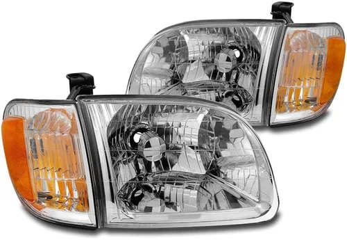 Vista 6 de Faros delanteros negros de repuesto compatibles con Toyota Tundra Regular/Access Cab 2000-2004