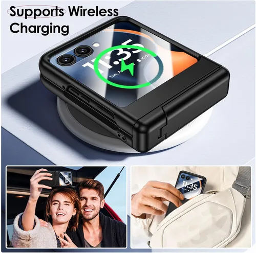 Vista 4 de Maxdara Funda magnética para Motorola Razr 2025/2024, con soporte oculto, compatible con MagSafe, protector de pantalla integrado, protección