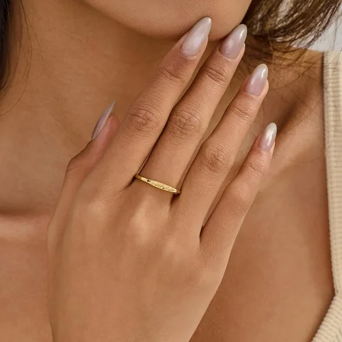 Vista 3 de YeGieonr - Anillo hecho a mano con flores, declaración minimalista y grabado botánico, joyería personalizable y delicada para mujeres y niñas