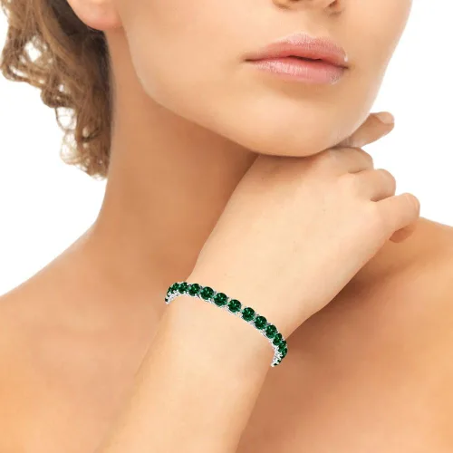 Vista 3 de B. BRILLIANT Pulsera de plata de ley genuina, creada o simulada de 0.236 in con piedras preciosas redondas para mujer