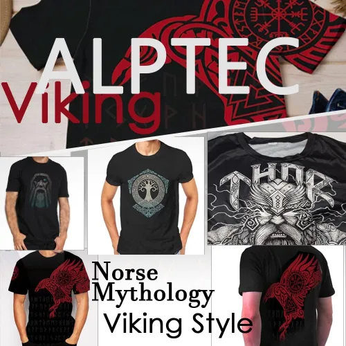 Vista 7 de Camisetas vikingas de verano de manga corta estilo mito nórdico cuello redondo camisetas novedosas atléticas de gimnasio camisetas de poliéster