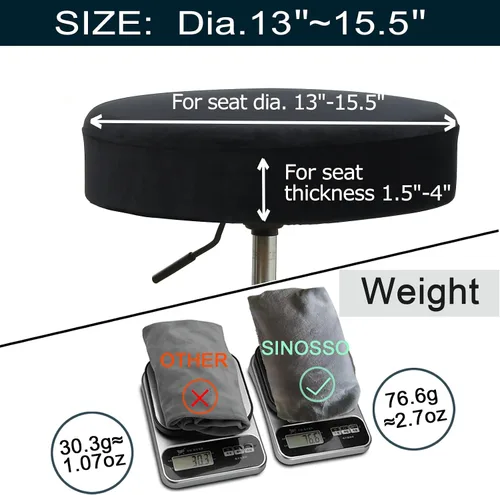 Vista 2 de SINOSSO Juego de 4 fundas redondas para banco de tocador, de diámetro (13 a 15.5 pulgadas), terciopelo súper suave, elásticas, lavables, protector