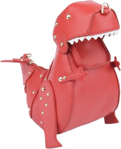 Vista 5 de QZUnique Bolso de hombro de tiburón de dinosaurio para mujer, diseño de animales 3D, con cremallera, bolso cruzado tipo mensajero para niña