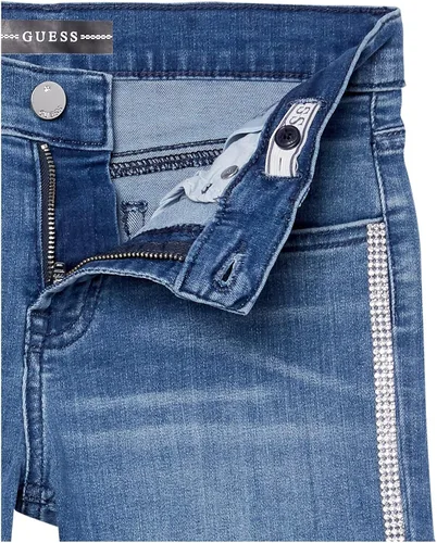 Vista 3 de GUESS Pantalones cortos de mezclilla elásticos Crystal Strass para niña