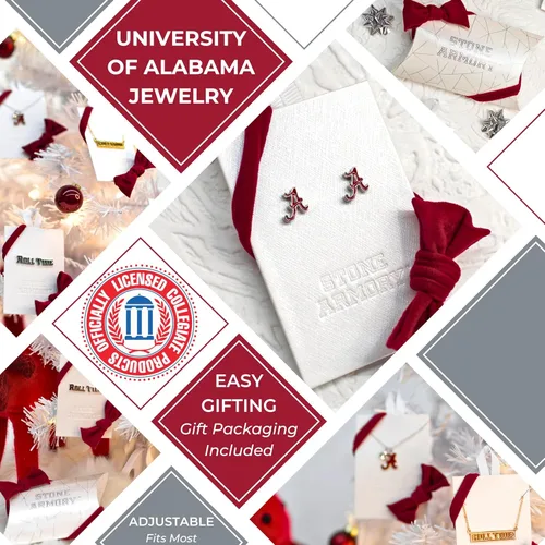 Vista 2 de Stone Armory Pendientes para joyería de la Universidad de Alabama, regalos para mujer, graduación – Acero inoxidable agradable a la piel Bama