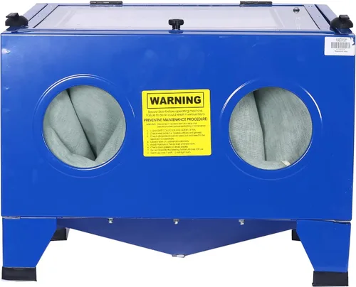 Vista 2 de Gabinete de explosión abrasiva superior de banco, 25 galones, 80 psi, elimina el óxido, la suciedad y la pintura, ideal para reparadores