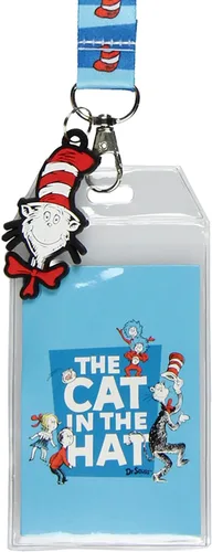 Vista 2 de Dr. Seuss Cat in The Hat Breakaway - Cordón para identificación con colgante de goma de 2 pulgadas