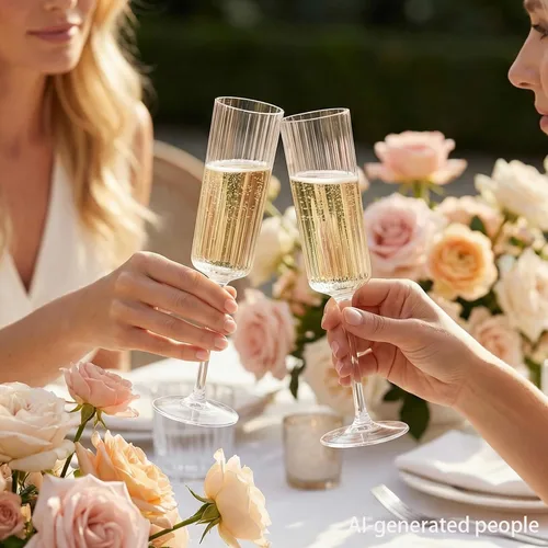 Vista 8 de 36 flautas de champán de plástico acanaladas para bodas y fiestas Clear Champagne Glasses, 6 oz Capacity, Elegant Sparkling Wine Stemware