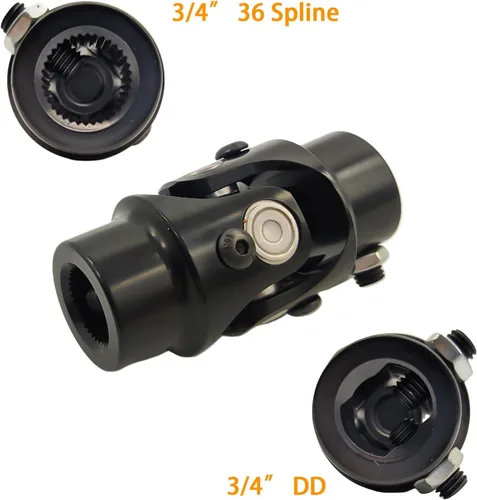 Vista 3 de 3/4" 36 Estrías X 3/4" DD Eje de Dirección Junta U Junta Universal Simple Acoplamiento (Negro, 3-1/4" de Longitud)