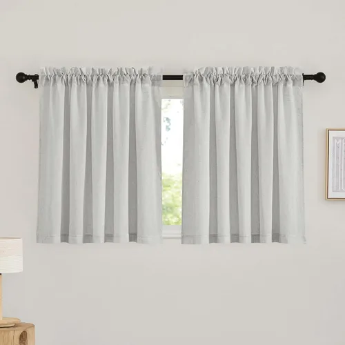 Vista 80 de RYB HOME - Cortinas de lino texturizado semitranslúcidas, privacidad media, filtro de luz, decoración de ventana para dormitorio/baño/sala de estar