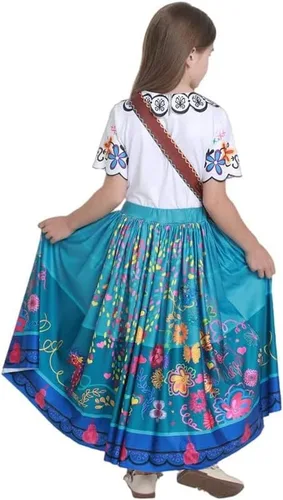 Vista 3 de JABURU Encanto Mirabel - Disfraces de princesa para niñas, para Halloween, Navidad, cosplay, fiesta de cumpleaños, AB
