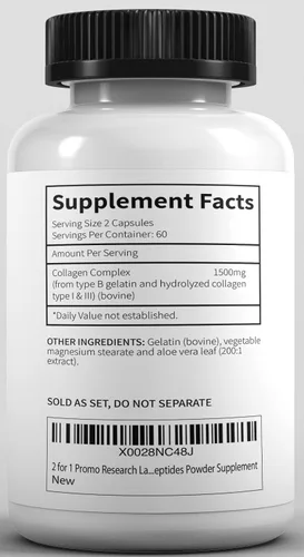 Vista 6 de Research Labs Promo 120 pastillas de colágeno - 6000 mg. Soporte antienvejecimiento alimentado con pasto para piel, articulaciones, tendones