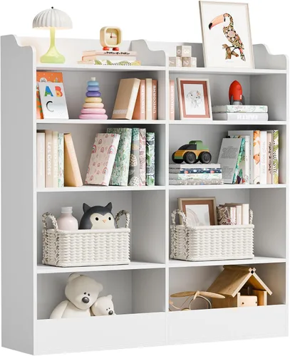 Vista 19 de Cozy Castle Organizador de almacenamiento de juguetes, estantería para niños de 5 niveles, estantería de 10 cubos para niños pequeños, armario