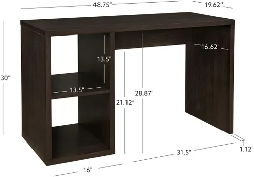 Vista 3 de Linon Dawes - Escritorio espresso con 2 cubículos abiertos
