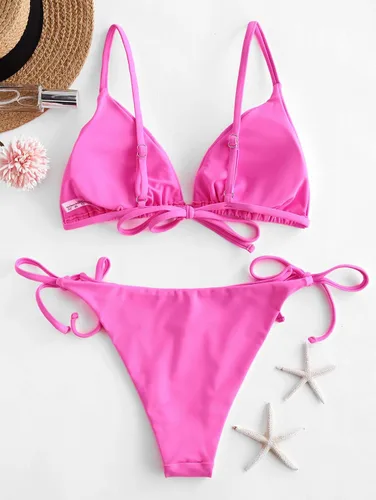 Vista 4 de ZAFUL Bikini triangular para mujer, conjunto de bikini floral de dos piezas