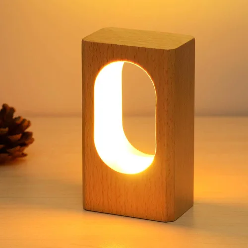 Vista 8 de LONRISWAY Lámpara de escritorio LED de madera, luz nocturna de noche de noche, iluminación LED regulable, lámpara de mesa creativa para decoración