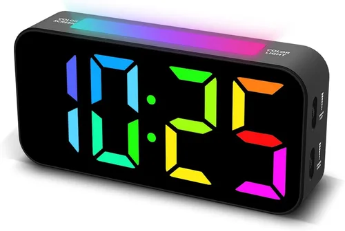 Vista 10 de Topski Reloj despertador ruidoso para dormitorios que duermen pesados, reloj digital con luz nocturna, pantalla grande, alarma doble, repetición