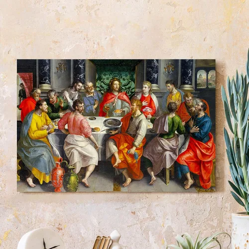 Vista 33 de Anunciación de Leonardo da Vinci Reproducciones de arte clásico, impresiones en lienzo giclée para decoración del hogar, 16 x 30 pulgadas