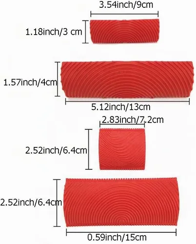 Vista 5 de Herramienta de granulado de madera 4pcs Kit de pintura de patrón de madera de goma para muebles