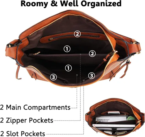 Vista 5 de VONXURY - Bolso de mano de piel sintética para mujer bolso de hombro grande con bolsillos laterales para trabajo y viajes