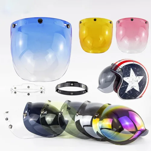 Vista 2 de Casco de burbuja, casco de cara abierta, protector solar de burbujas, visera solar, accesorio para casco de motocicleta, lente facial (transparente)