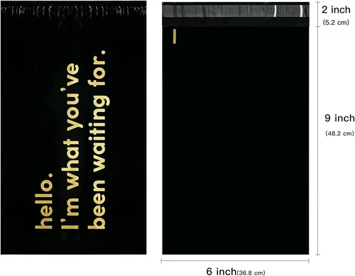 Vista 2 de RUSPEPA Bolsa de envío de polietileno con autosellado, diseño impreso de texto comercial, paquete de 100 unidades de 6 x 9 pulgadas, color negro