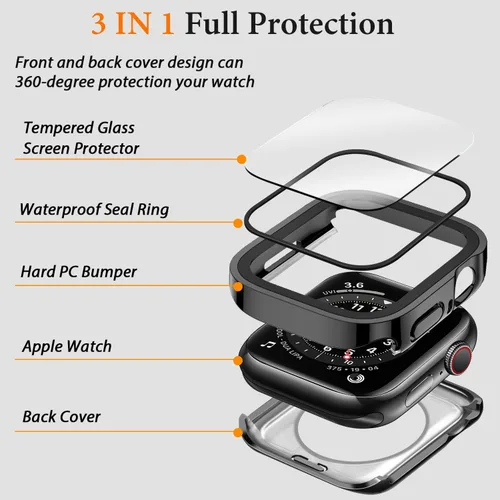 Vista 2 de Amizee 2 en 1 Estuche [Paquete de 2] Compatible con Apple Watch SE 3/2/1 Series 6/5/4 40mm con Protector de Pantalla Integrado, Cubierta Protectora