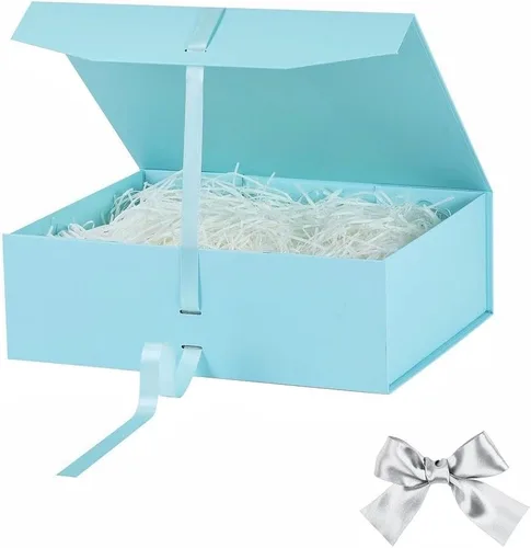 Vista 58 de GoooodGift Caja de regalo grande azul, 1 paquete de 13.5 x 11 x 5.3 pulgadas, caja de regalo de lujo para regalos con tapa de cierre magnético