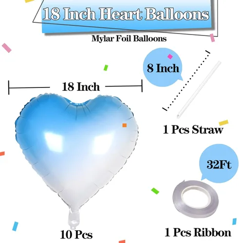 Vista 2 de KALOR Globos de Mylar de corazón verde claro de 18 pulgadas, 10 globos de papel de aluminio, globos en forma de corazón para compromiso, despedida