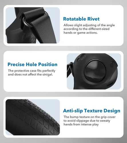 Vista 3 de YRXVW Controller Grips Cover for Oculus Meta Quest Pro, Silicone Hand Touch Grips Unibody Design with Adjustable Knuckle Strap Compatible with Quest