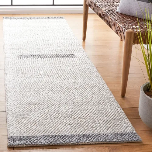 Vista 45 de SAFAVIEH Natura Collection - Alfombra de pasillo, 2 pies 3 pulgadas x 8 pies, negro y marfil, tejido plano hecho a mano de lana moderna a rayas